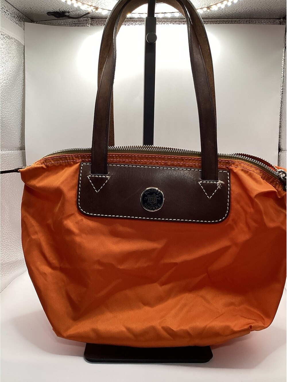 Dooney & Bourke Nylon And Leather Tote Handbag Orange